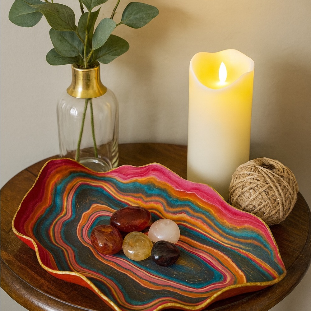 Handcrafted polymer clay decorative Tray - Picture 1 of 3